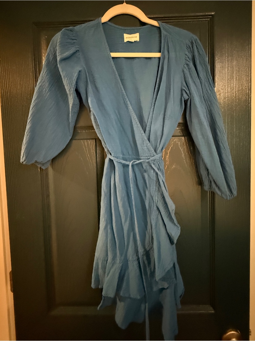 Honorine Blue Wrap Ruffle Dress XS Resort Beach Boho